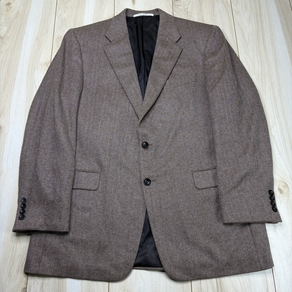 Hickey Freeman Loro Piana 100% Cashmere Herringbone Blazer Mens 42R Sport Coat